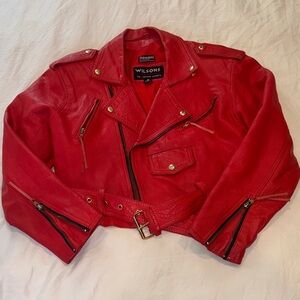 Wilson's Red Leather 80’s Moto Jacket